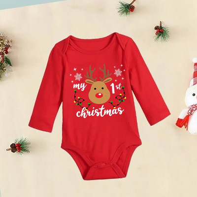My First Christmas New Born Baby Bodysuits Clothes Ropa Toddler Girl Red Long Short Romper Гащеризон Коледни подаръци