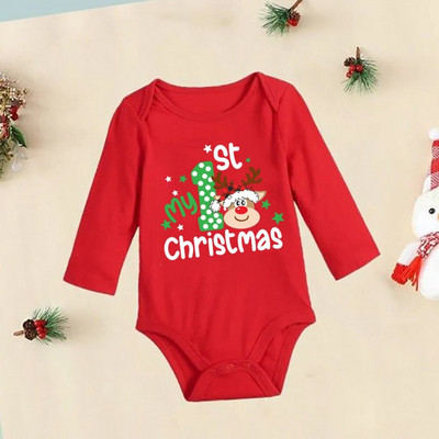 My First Christmas New Born Baby Bodysuits Clothes Ropa Toddler Girl Red Long Short Romper Гащеризон Коледни подаръци