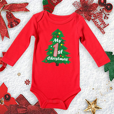 My First Christmas New Born Baby Bodysuits Clothes Ropa Toddler Girl Red Long Short Romper Гащеризон Коледни подаръци