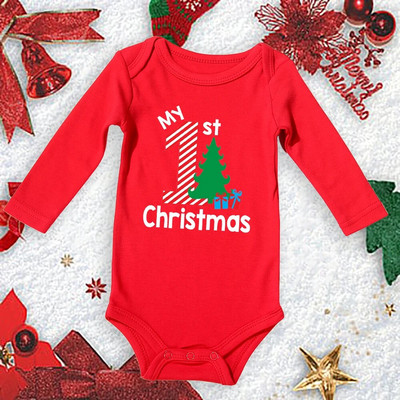 My First Christmas New Born Baby Bodysuits Clothes Ropa Toddler Girl Red Long Short Romper Гащеризон Коледни подаръци