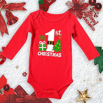 My First Christmas New Born Baby Bodysuits Clothes Ropa Toddler Girl Red Long Short Romper Гащеризон Коледни подаръци