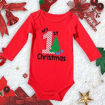 My First Christmas New Born Baby Bodysuits Clothes Ropa Toddler Girl Red Long Short Romper Гащеризон Коледни подаръци