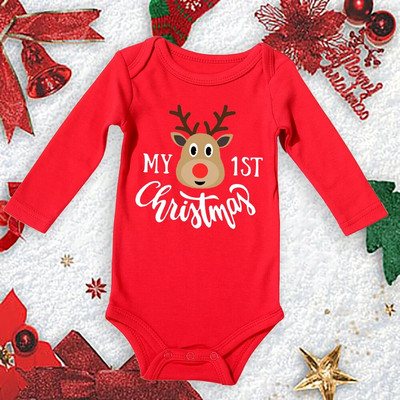 My First Christmas New Born Baby Bodysuits Clothes Ropa Toddler Girl Red Long Short Romper Гащеризон Коледни подаръци