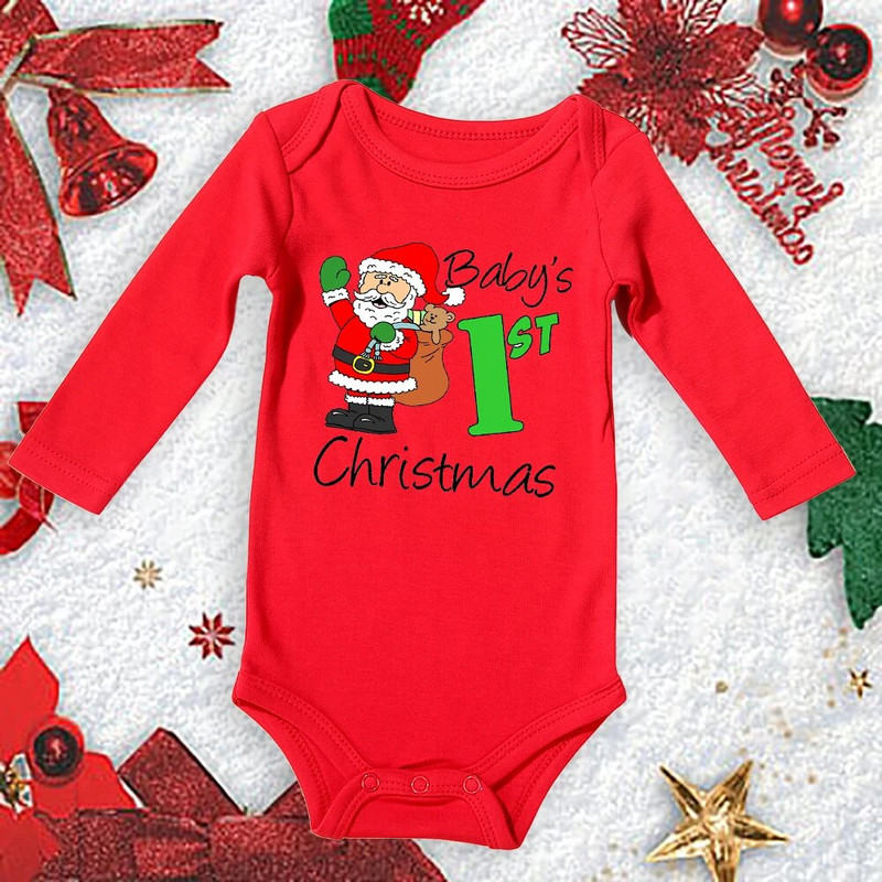 My First Christmas New Born Baby Bodysuits Clothes Ropa Toddler Girl Red Long Short Romper Гащеризон Коледни подаръци
