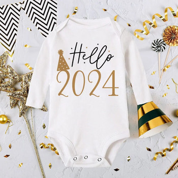 Γεια σου 2024 Βρεφικό κορμάκι Βρεφικό Πρωτοχρονιάτικο Romper Αγόρια Κοριτσίστικα Ρούχα Πρωτοχρονιάτικο πάρτι Βρεφικό φόρεμα Μακρυμάνικο παιχνίδι για παιδιά