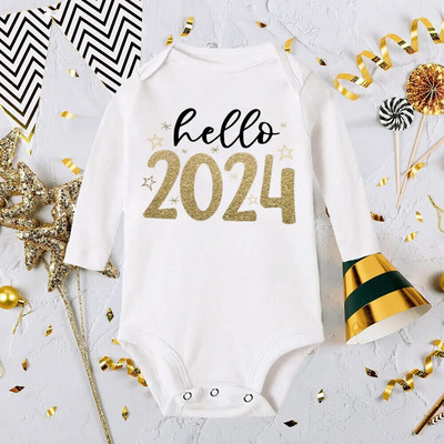 Labdien, 2024. gada mazuļa bodijs zīdaiņu jaungada romāns, zēni, meitenes, apģērbi, jaungada ballīte, dāvana, tērpi mazuļiem, rotaļu tērpi mazuļiem ar garām piedurknēm