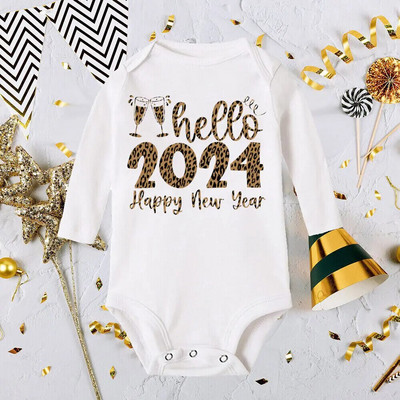 Labdien, 2024. gada mazuļa bodijs zīdaiņu jaungada romāns, zēni, meitenes, apģērbi, jaungada ballīte, dāvana, tērpi mazuļiem, rotaļu tērpi mazuļiem ar garām piedurknēm
