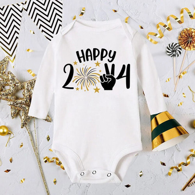 Labdien, 2024. gada mazuļa bodijs zīdaiņu jaungada romāns, zēni, meitenes, apģērbi, jaungada ballīte, dāvana, tērpi mazuļiem, rotaļu tērpi mazuļiem ar garām piedurknēm