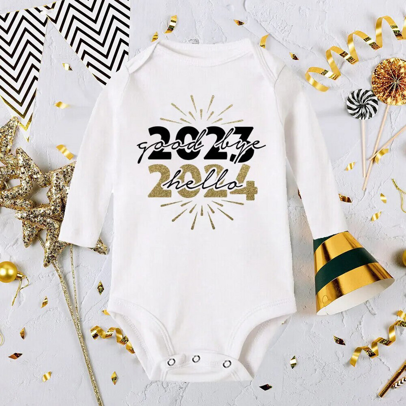 Labdien, 2024. gada mazuļa bodijs zīdaiņu jaungada romāns, zēni, meitenes, apģērbi, jaungada ballīte, dāvana, tērpi mazuļiem, rotaļu tērpi mazuļiem ar garām piedurknēm