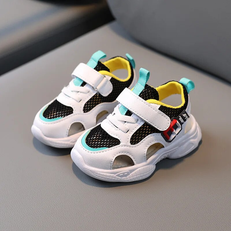 Vasaras sandales mazuļiem meiteņu kurpes vienkrāsains tīkls audums elpojošs zēnu kedas bērniem zīdaiņu sporta meiteņu sandales