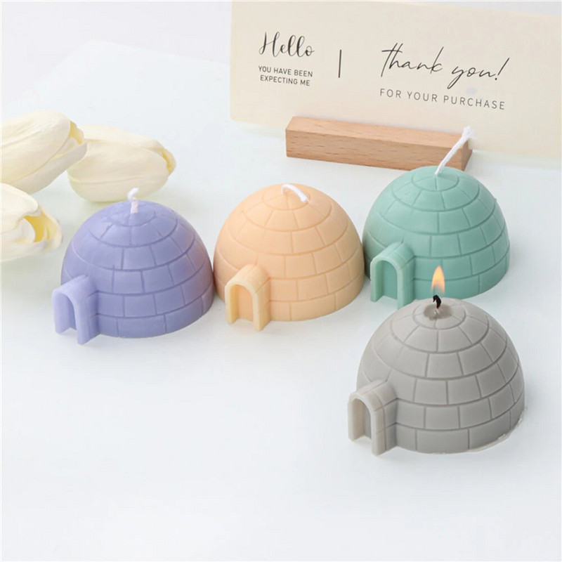 3D Antarktikas iglu sveču veidne DIY roku darbs ziepju ģipša māla sveķu amatniecība Silikona veidņu izgatavošana mājas dekorēšanai