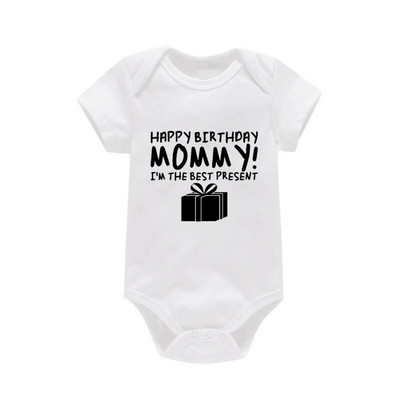 Su gimtadieniu MOMMY Print Medvilniniai drabužėliai kūdikiams naujagimiams berniukams mergaičių šliaužtinukai Mieli minkšti drabužėliai kūdikiams miegkostis Dovana mamai