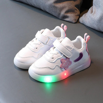 Детски светещи обувки Детски маратонки 2023 Момче Детски маратонки за момичета Бели обувки със светещи подметки Светещи маратонки