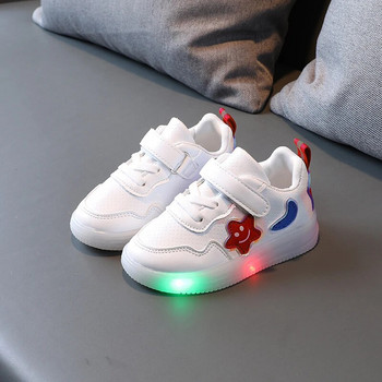 Детски светещи обувки Детски маратонки 2023 Момче Детски маратонки за момичета Бели обувки със светещи подметки Светещи маратонки