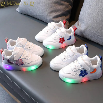 Pantofi strălucitori pentru copii Pantofi pentru copii 2023 Pantofi pentru copii băieți pentru fete Pantofi albi pentru alergare cu talpă luminoasă Pantofi lumini