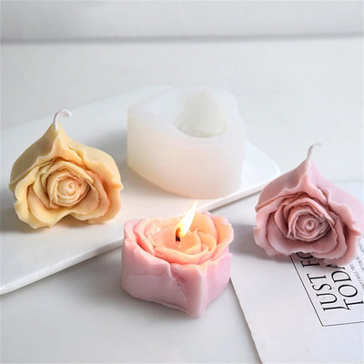 Свещ със сърце от роза Силиконова форма Направи си сам Цветя във формата на свещи Изработка на сапун Смола Шоколадова форма Занаятчийски подарък за Свети Валентин за приятелка