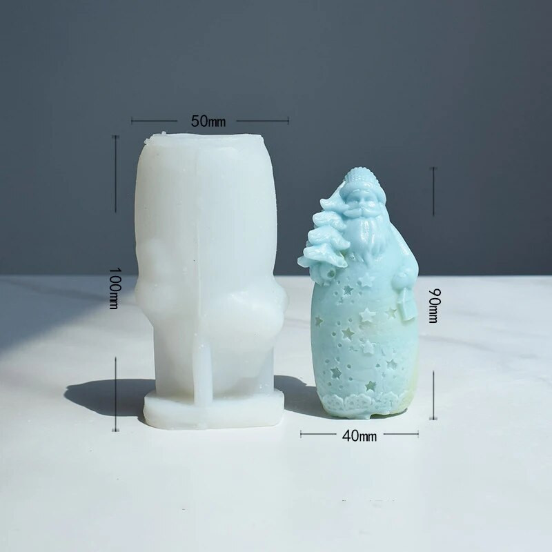 Kalėdinė silikoninė forma žvakei, didelė 3D Kalėdų Senelis, pilantis rankų darbo „pasidaryk pats“ amatų formeles, 2022 m. naujas