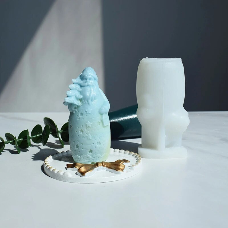 Kalėdinė silikoninė forma žvakei, didelė 3D Kalėdų Senelis, pilantis rankų darbo „pasidaryk pats“ amatų formeles, 2022 m. naujas