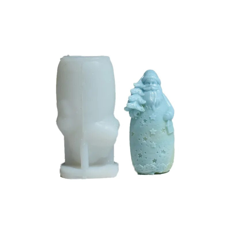 Kalėdinė silikoninė forma žvakei, didelė 3D Kalėdų Senelis, pilantis rankų darbo „pasidaryk pats“ amatų formeles, 2022 m. naujas