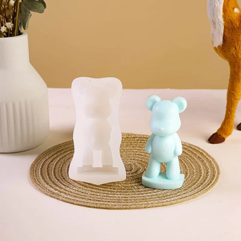 3D Violent Bear Силиконова форма за свещ Diy Стояща маска Bear Шоколадови кубчета лед Форми за печене Ръчно изработени сапунени гипсови смола Занаяти