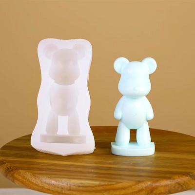 3D Violent Bear Силиконова форма за свещ Diy Стояща маска Bear Шоколадови кубчета лед Форми за печене Ръчно изработени сапунени гипсови смола Занаяти