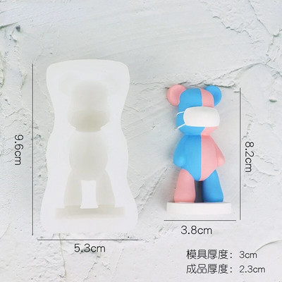 3D Violent Bear Silikona sveces veidne Diy stāvoša maska Lācis šokolādes ledus kubiņš cepšanas veidnes Roku darbs ziepju ģipša sveķu amatniecība