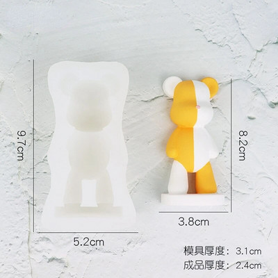 3D Violent Bear Silikona sveces veidne Diy stāvoša maska Lācis šokolādes ledus kubiņš cepšanas veidnes Roku darbs ziepju ģipša sveķu amatniecība