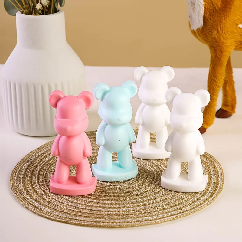3D Violent Bear Silikona sveces veidne Diy stāvoša maska Lācis šokolādes ledus kubiņš cepšanas veidnes Roku darbs ziepju ģipša sveķu amatniecība