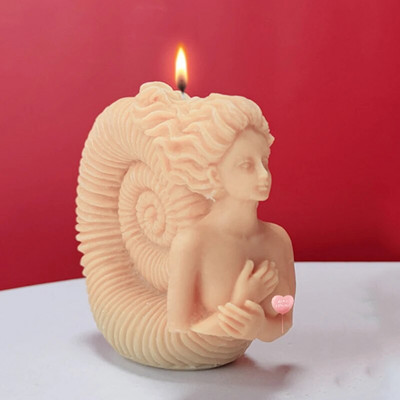 3D Conch Girl Силиконова форма за свещи Направи си сам Sea Goddess Ароматизирана свещ Гипс Декоративни занаяти Смола Форма Ръчен инструмент за правене на сапун