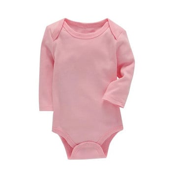 Основен тип мек гащеризон от органичен памук с дълъг ръкав, плътен цвят, новородено, бебе, бял, черен, розов, син, момче, момиче, дрехи