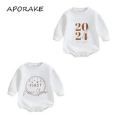 2024. gads, 0–18 M zīdaiņa jaungada rotaļu tērps ar burtu apdruku ar apaļu kaklu, garām piedurknēm, džemperi, mazuļu apģērbi