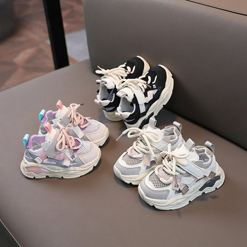 Детски мрежести дишащи спортни обувки Унисекс TPR Ежедневни маратонки Малки момчета Момичета Обувки за бягане Детски тенис 3-16 години Лято