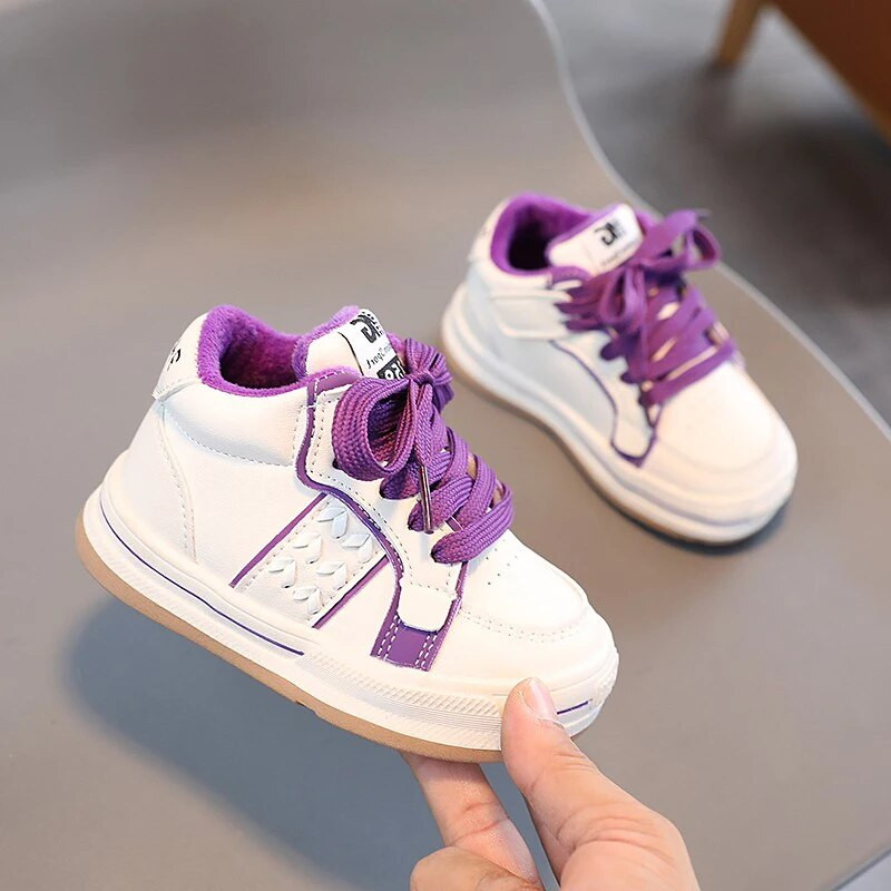 Ziemas bērniem siltas ādas ikdienas sporta kurpes Maziem zēniem meitenes sporta apavi bērniem pastaigu apavi 3 4 5 6 gadi balti slidu apavi