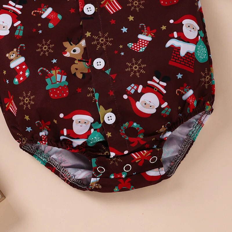 Ziemassvētku jauna stila Harley 2023. gada bērnu puika, izskatīgs tauriņš ar īsām piedurknēm Ziemassvētku vecīša kombinezons ar apdruku