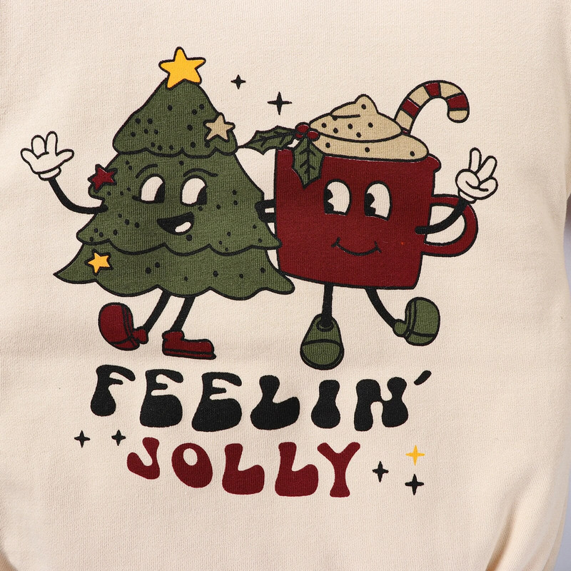 1 DB karácsonyi baba kerek nyakú, hosszú ujjú karikatúra levélnyomat háromszög egyforma babaruházat bodyk Onesie