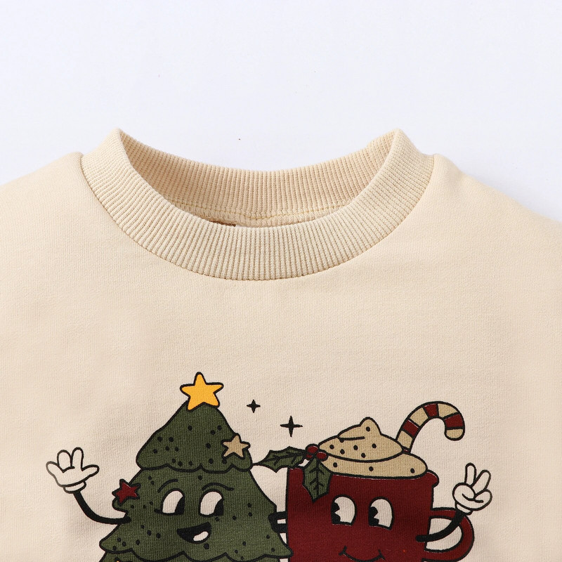 1 DB karácsonyi baba kerek nyakú, hosszú ujjú karikatúra levélnyomat háromszög egyforma babaruházat bodyk Onesie