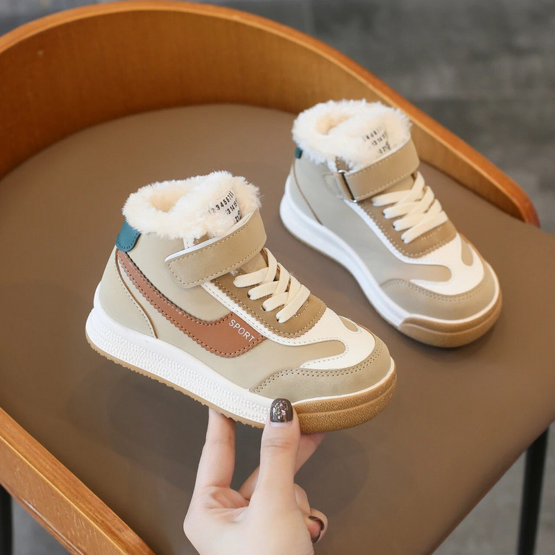 Berniukams medvilniniai batai žiema 2023 nauja vilna pastorinta vaikiška sportinė avalynė dideli vaikiški šilti berniukų du medvilniniai bateliai