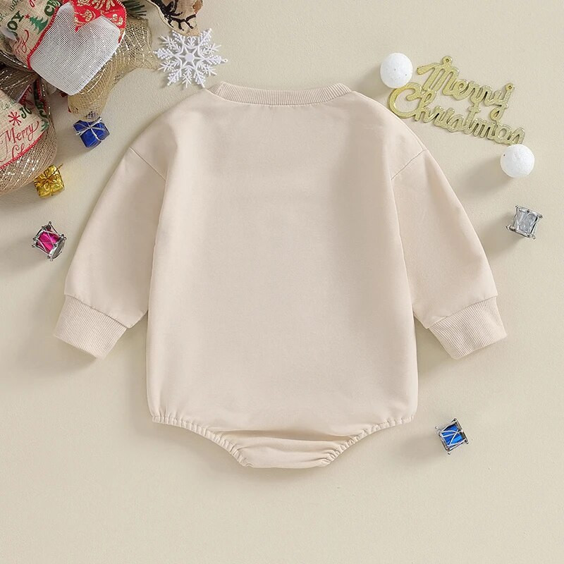 Ziemassvētku bikses ar garām piedurknēm ar apavu kakla burtiem, koku apdrukas, rudens bodijas apģērbi meitenēm, zēniem