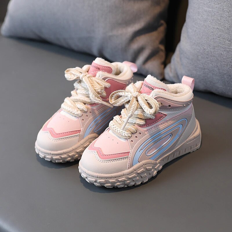 Bērniem Siltas samta kuplas kedas Maziem bērniem Meitenēm Zēniem Neslīdoši sporta apavi bērniem ar biezu dibenu tenisa ikdienas apavi 6-16G ziema