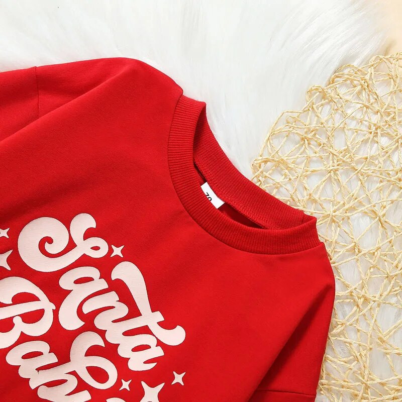 Kūdikių kalėdinis šliaužtinukas ilgomis rankovėmis su kaklo raidėmis spausdinti rudeniniai kostiumai, drabužiai mergaitėms, berniukams