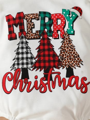 1 ΤΕΜ. Χριστουγεννιάτικο μωρό Χειμερινό στρογγυλό λαιμό μακρυμάνικο γράμμα κινουμένων σχεδίων Χριστουγεννιάτικο στοιχείο εκτύπωσης Βρεφικά ρούχα φορμάκια Onesie