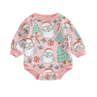 Mergaičių megztiniai su kalėdiniais spaudiniais marškinėliai ilgomis rankovėmis, skirti naujagimiui mažyliui, mieli drabužėliai