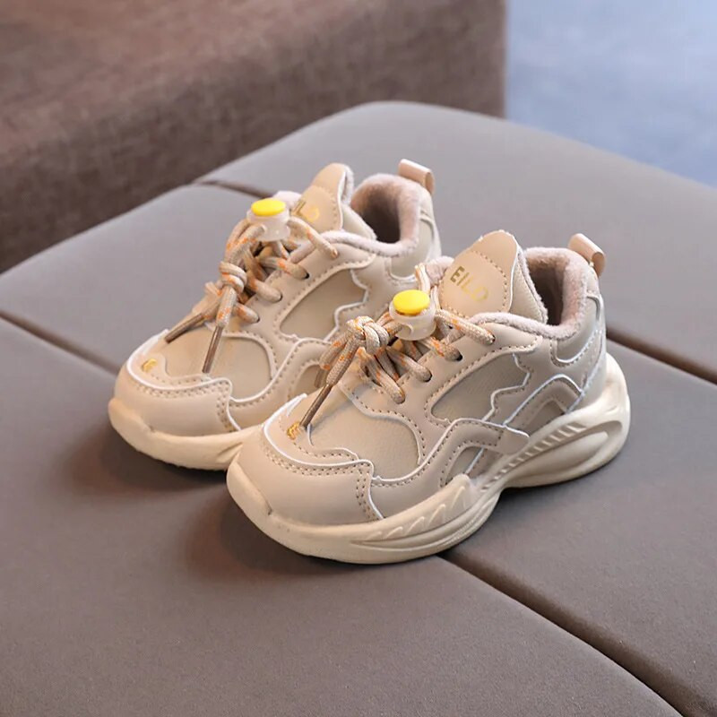 Vaikiški žieminiai šilti pliušiniai odiniai sportbačiai mažiems berniukams, mergaitėms, aukštakulniai batai vaikams, minkšti, stori batai studentams nuo 1 iki 6 metų