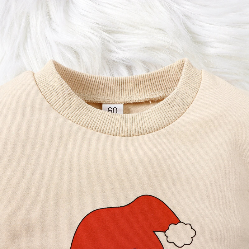 1GB Ziemassvētki ar apaļu kaklu, garām piedurknēm, multfilma ar burtu apdruku, trīsstūris, bērnu apģērbs, bodiji