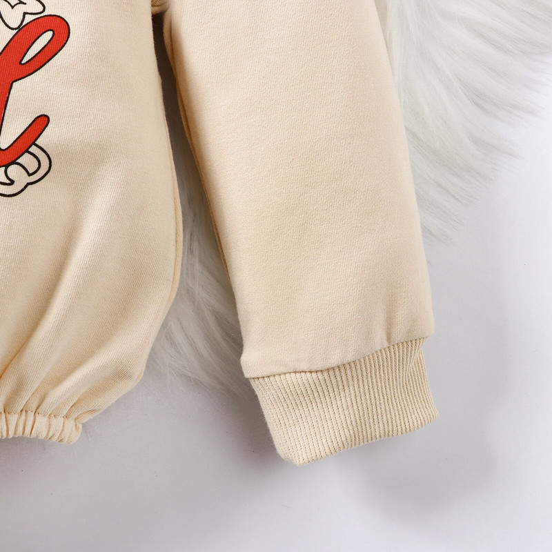 1GB Ziemassvētki ar apaļu kaklu, garām piedurknēm, multfilma ar burtu apdruku, trīsstūris, bērnu apģērbs, bodiji