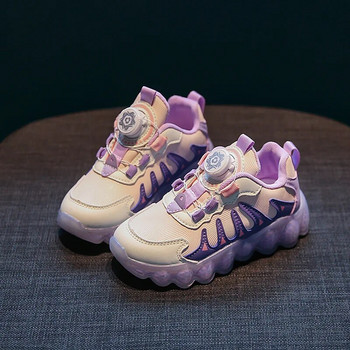 Модни момичешки кожени бонбонени цветни буци маратонки Малки лилави ежедневни спортни обувки Детски обувки Ученически обувки 6-16 г. Есен Пролет