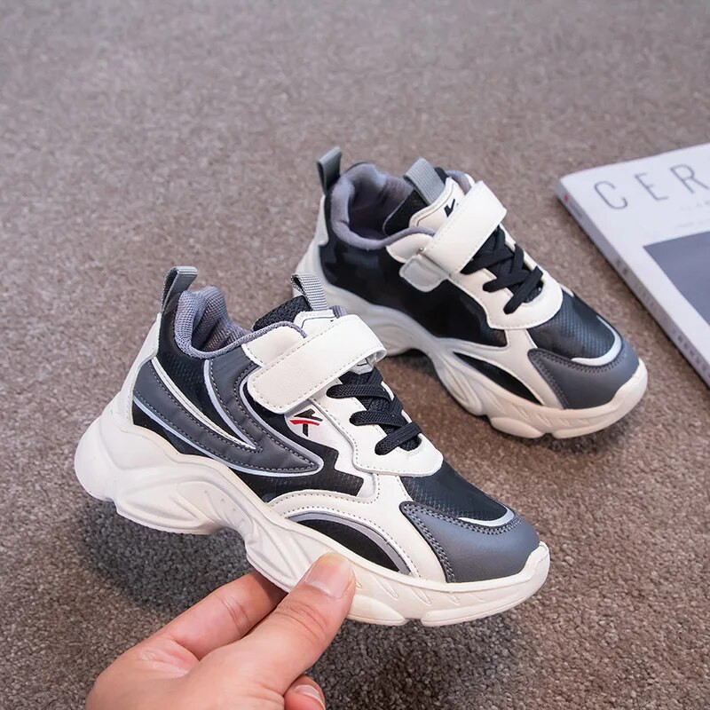 Bērnu ādas ikdienas sporta kurpes maziem meitenēm, neslīdošiem sporta apaviem, bērniem zēniem, skolas apavi ar mīkstu apakšu 6-14 g. rudens pavasaris