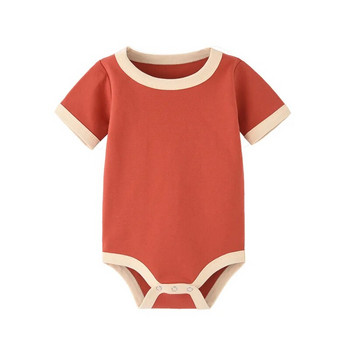 Ταίριασμα χρωμάτων Νεογέννητο μωρό από οργανικό βαμβάκι καλοκαιρινές μπλούζες με κοντό μανίκι μαλακό, φιλικό προς το δέρμα, πιτζάμες, μπλούζες για βρέφη