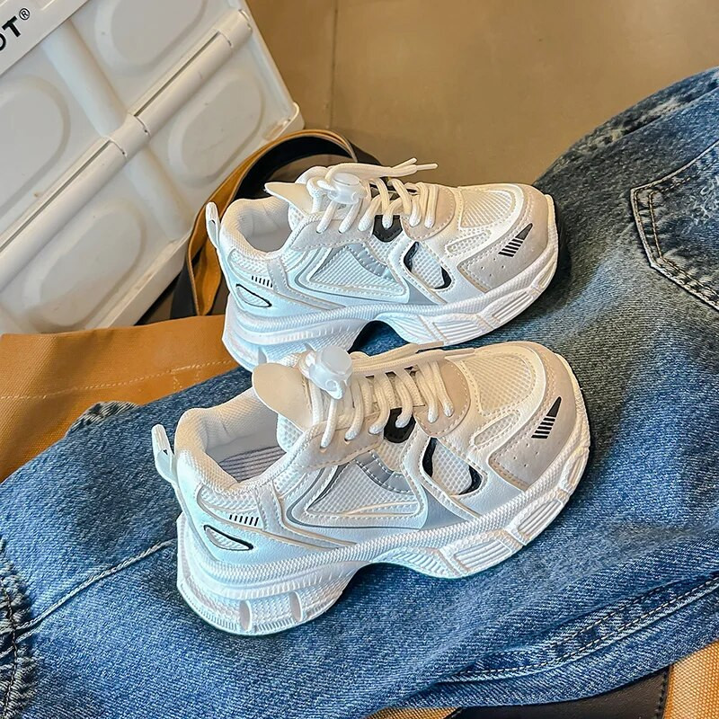 Bērnu elpojošas baltas kuplas kedas meitenēm zēniem, svītrainām šņorēm, ikdienas sporta apavi bērniem teniss 6-14 g. apavi pavasaris rudens