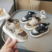 Zēniem augstas augšdaļas apavi Pavasaris Rudens Jauni Bērnu sporta apavi Bērnu Modes Ikdienas galda apavi Neslīdoši Mīkstas zoles apavi zīdaiņiem